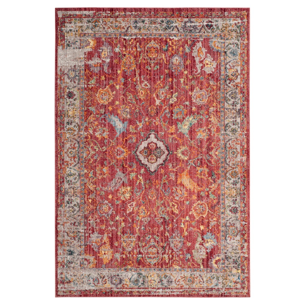  Floral Loomed Accent Rug Rose/Light Gray