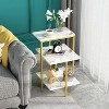 Hooseng 3-Tier Small End Table, Living Room Rectangle Gold Side Table with Faux Marble for Bedroom, Small Spaces - 2 of 4