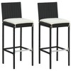 vidaXL 3 Piece Patio Bar Set with Cushions Poly Rattan Black - 3 of 4