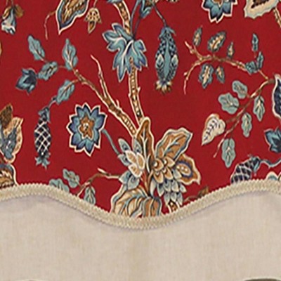 Gianna Glory Red Floral Cotton Scalloped Window Valance