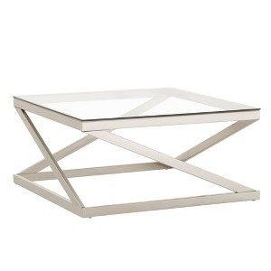 Inspire Q Severin Glass Top with Brushed Nickel Coffee Table Silver - 1 of 4