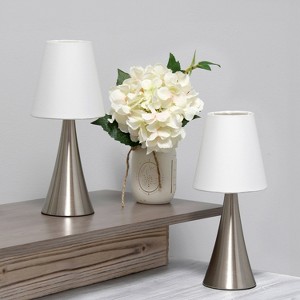 Creekwood Home 11.42" Chic and Contemporary Mini Touch Lamp Brushed Nickel with Shade - 1 of 4
