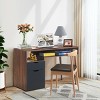 Costway Computer Desk PC Writing Table Study Workstation Drawer & Cabinet With Wood Legs - 3 of 4