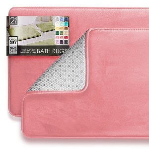 Hearth & Harbor Bathroom Rugs, Ultra Soft Velvet Memory Foam Bath Mats with PVC Backing - 1 of 4