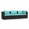 vidaXL Wicker Patio Furniture 3 Piece with Cushions Black Poly Rattan - 2 of 4