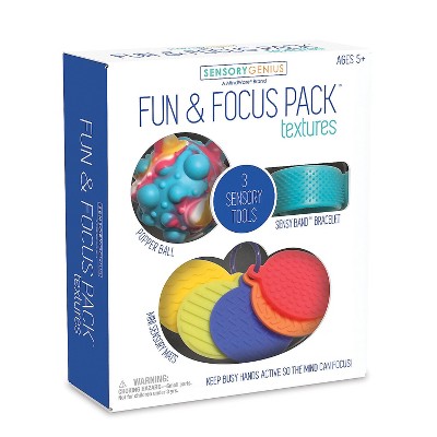 Sensory Genius Fun & Focus Pack: Textures Fidget Toy Set with Diverse Textures & Colors - Ages 5 & Up