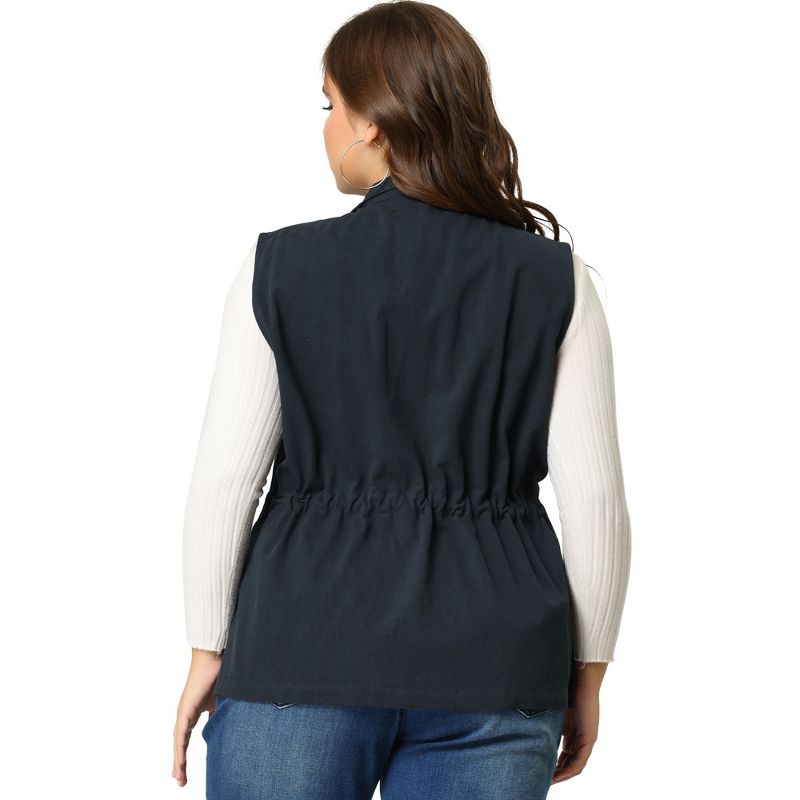 Agnes Orinda Women's Plus Size Utility Cargo Pockets Drawstring Waist Sleeveless Scrub Vests, 5 of 7