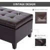 GlasFlength Ottomans and Benches Storage Bench Faux Leather Storage Chest with Lift Top Tufted Ottoma for Living Room, Brown, 51.8"*19.7"*13.8" - 3 of 4
