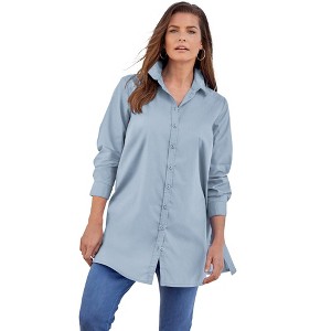 Roaman's Women's Plus Size Kate Tunic Big Shirt - 1 of 4