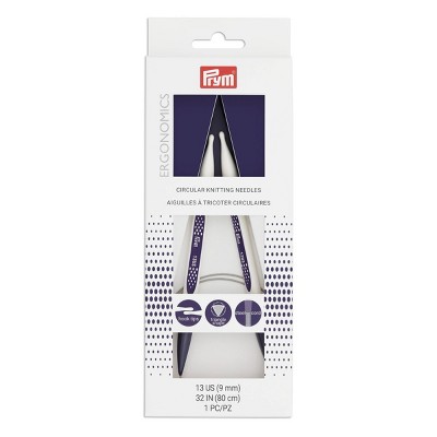 Prym 9mm Ergonomic Circular Knitting Needles: Plastic, White, Knitting Supplies, Size 9US, 8.6" Length