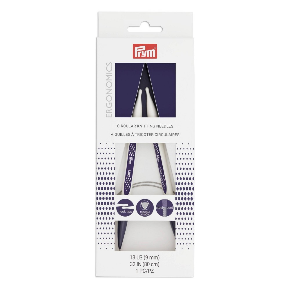Prym 9mm Ergonomic Circular Knitting Needles: Plastic, White, Knitting Supplies, Size 9US, 8.6" Length