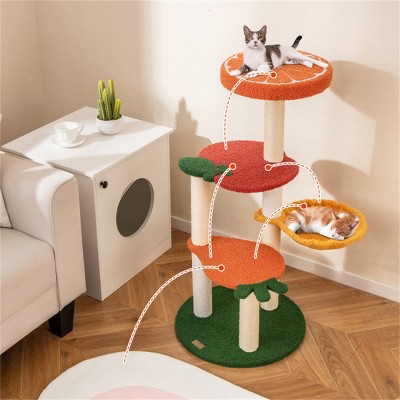 FURNIinspire Pet Tower Cute Cat Tree Fruit Style Cat Tower, Cat Climbing Tower, Indoor Pet Activity Center, Multicolored, 19"*19"*39"