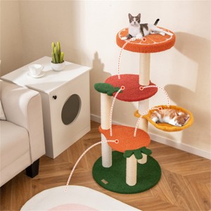 FURNIinspire Pet Tower Cute Cat Tree Fruit Style Cat Tower, Cat Climbing Tower, Indoor Pet Activity Center, Multicolored, 19"*19"*39" - 1 of 4