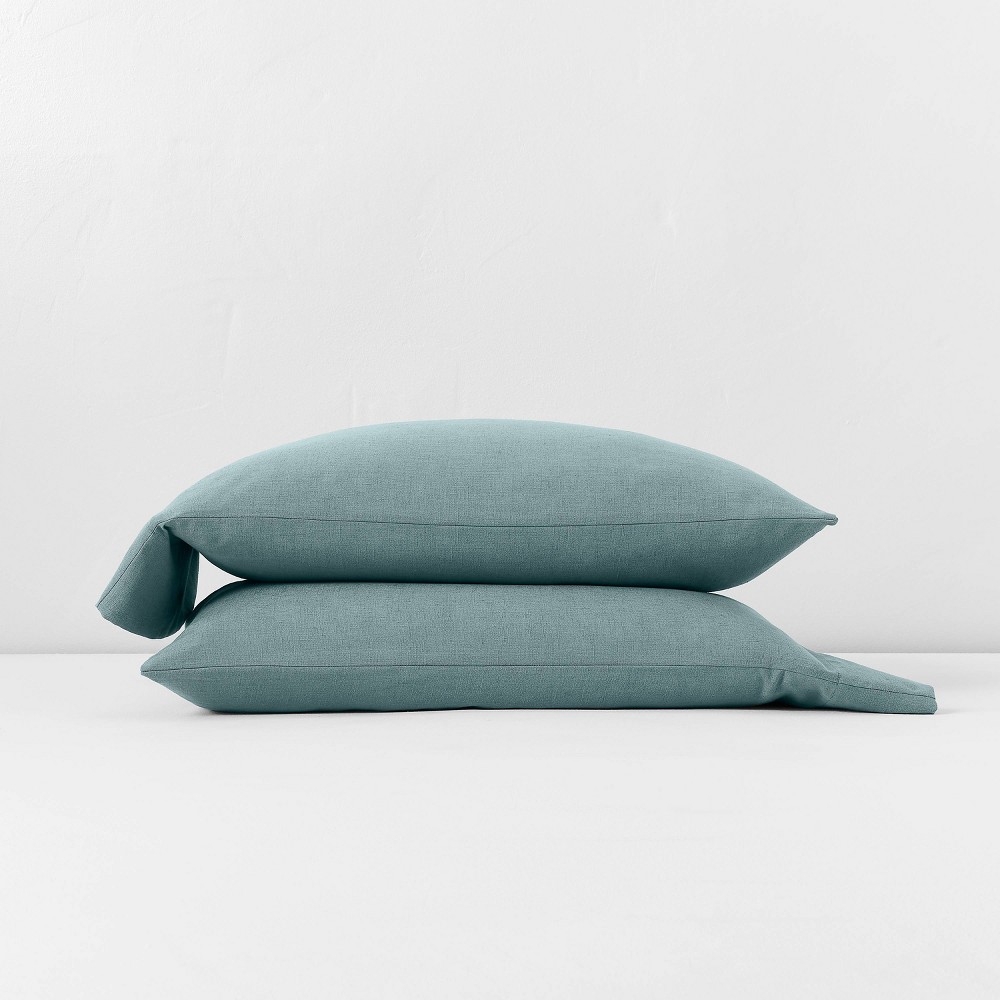 Photos - Pillowcase King Linen Blend  Set Teal Blue - Casaluna™