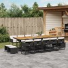 vidaXL Patio Dining Set with Cushions Table and Chairs Outdoor Poly Rattan - Black and Cream Wood 14 Piece - 2 of 4