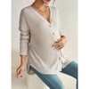 Maternity Fall Outfits Knit Rib Cardigans V Neck Side Slit Loose Fit Cardigan for Pregnancy Women Soft Knitwear Maternity Warm Coat - 3 of 4
