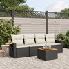 vidaXL 5 Piece Patio Sofa Set with Cushions Black Poly Rattan - Black and Cream - 2 of 4