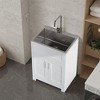 Wooakway 24" White Laundry Utility Cabinet with Stainless Steel Sink - 3 of 4