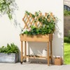 Tangkula Wooden Raised Garden Bed w/ Trellis Storage Shelf Legs Mobile Elevated Planter Box w/ Lockable Wheels Fabric Liner - 2 of 4