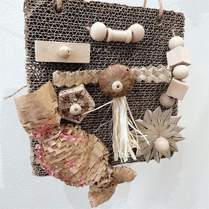Parrot Foraging Toy, Bird Chew Toys with Palm, Nut, Corn Leaf, Wood Block, Bird Cardboard Paw Grinding Perch, Parakeet Cage Accessories for Lovebird - 1 of 4