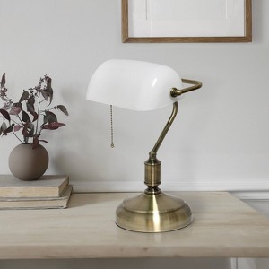 Executive Banker's Desk Lamp with Glass Shade - Simple Designs - 1 of 4