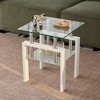 Lirago Tempered Clear Glass Sofa Table-2-Layer Storage End Table with Modern Waterfall Edge 17.71"W * 17.71"L * 20.47"H - 3 of 4
