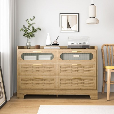 LOVMOR Wood Sideboard Buffet Storage with Adjustable Shelf, Anti-tip Kit Accent Cabinet