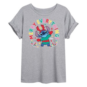 Women's - Lilo and Stitch - Merry Everything Oversized Graphic T-Shirt - 1 of 4