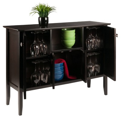 Elegant Transitional Melba Sideboard in Rich Coffee Finish with Satin Nickel Knobs