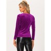 INSPIRE CHIC Women's Sweetheart Neckline Pleated Front Long Sleeve Retro Velvet Blouse - 4 of 4