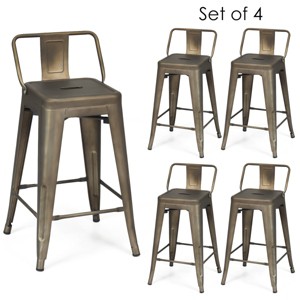 Tangkula 4 PCS Metal Bar Stools 24" Industrial Height Chair Gunmetal - 1 of 4