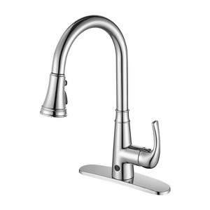 Cobbe High Arc Kitchen Faucet with Pull Down Sprayer 3 Spout Patterns with Pedestal for 1 to 3-Hole Installation - 1 of 4