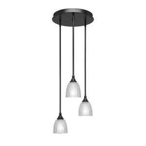 Toltec Lighting Empire 3 - Light Pendant in  Dark Granite with 5" Clear Ribbed Shade - 1 of 1