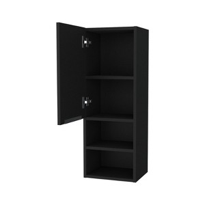 SEVOBAL Bathroom Storage Cabinets Medicine Cabinet Single Door with Interior and Open Shelves for Bathroom, Black, 10.04"*11.81"*32.17" - 1 of 4