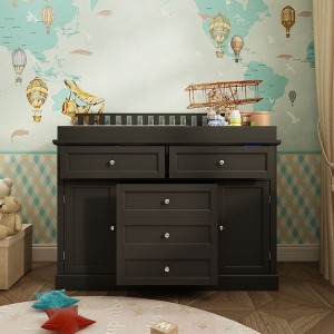 FUFU&GAGA Modern Practical Changing Table Baby Top Upholstered Dressing Table with Edge Protection Baby Dresser - 1 of 4