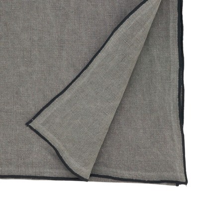 Gray Linen Stonewashed Stitched Edge Table Runner