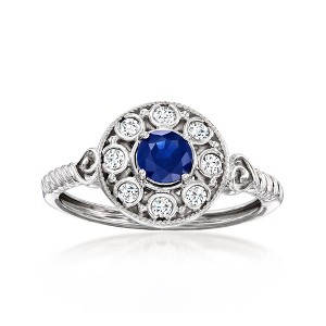 Ross-Simons 0.40 Carat Sapphire and .15 ct. t.w. Diamond Ring in 14kt White Gold - 1 of 4