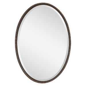 Uttermost Oval Mirror – Bronze Beaded Frame with Lightly Distressed Oil-Rubbed Finish, 32" Tall Modern Wall Accent - 1 of 4