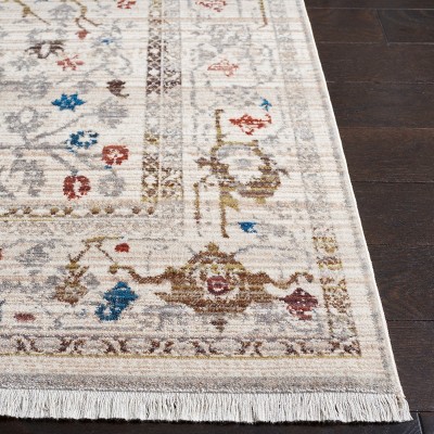 Ivory and Sage Vintage Persian Flat Woven Area Rug 5' x 7'
