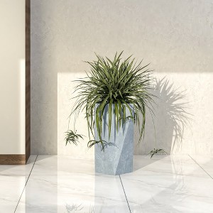 LeisureMod Tapered Square Planter Pot in Fiberstone with Drainage Holes for Indoor/Outdoor Use - Aloe Collection - 1 of 4