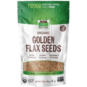 Organic Golden Flax Seeds by Now Foods  -  1 lbs Seed - 1 of 2