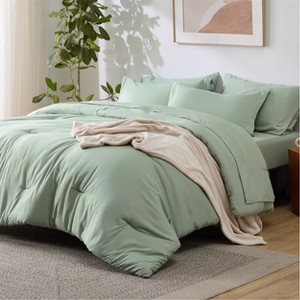 6-8 Pcs Prewashed Comforter Set Bed in a Bag with Soft Fleece Bed Blanket Down Alternative Bedding Set for All Seasons - 1 of 4