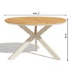 Round Planked Wood Top Outdoor Dining Set 4Piece Textured Mesh Chair Patio Furniture - 4 of 4