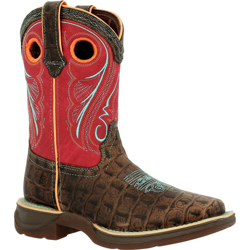 Lil' Rebel by Durango Kids Gator Emboss Red Western Boot, DBT0233, Red, 1 of 8