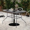 Flash Furniture Tory Commercial Grade Patio Table with Tempered Glass Top with Umbrella Hole and Steel Tube Frame - 2 of 4