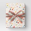 30” 90 sq ft Christmas Roll Wrap Multi-Color Dots/Stars on Cream - Wondershop™ - 2 of 3