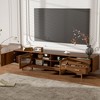 PAGED Rattan TV Stand with Variable Color Light Strip, Wooden TV Console with Adjustable Shelf and Metal Leg, TV Stands for Living Room - 2 of 4