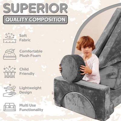 Gray Modular Kids Play Couch with Washable Cushions