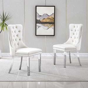 NicBex High-End Velvet Upholstered Tufted Dining Chairs Set of 2 with Mirrored Steel Legs,Modern Accent Chairs for Dining Room,Office - 1 of 4