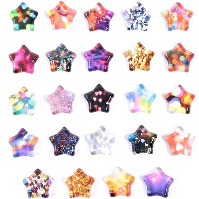 24-Piece Star Shaped Crystal Glass Fridge Whiteboard Magnets with Colorful Patterns